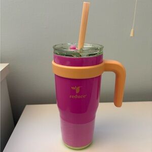 Reduce Pink and Orange Tumbler with Handle